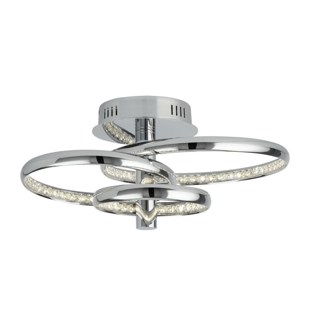 Searchlight 3133-3CC Rings Three Light Semi Flush Ceiling Light In Chrome With Crystal Glass