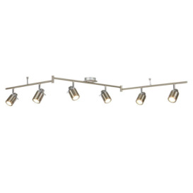 Searchlight 6606SS Samson Six Light Ceiling Bar Spotlight In Satin Silver