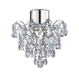 Searchlight 7901-1CC-LED Hanna One Light Semi Flush Ceiling Light In Chrome With Glass Decoration