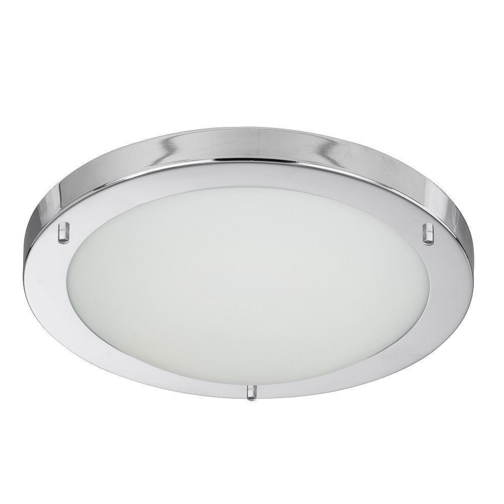 Searchlight 8702CC Flush Ceiling LED Light In Chrome With Glass - Width: 310mm