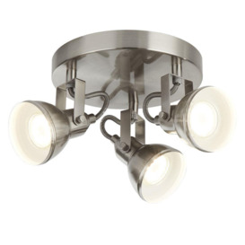 Searchlight 1543SS Focus Three Light Ceiling Plate Spotlight In Satin Silver