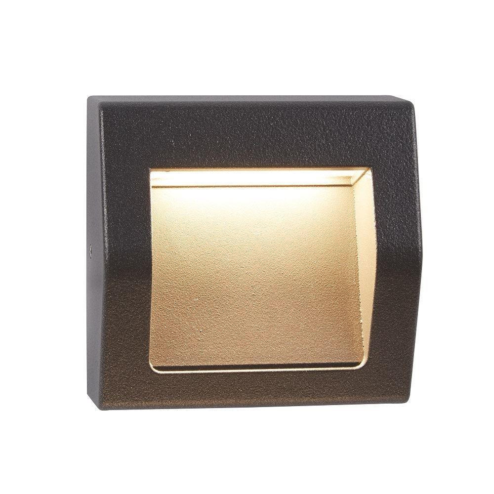 Searchlight 0221GY Ankle Square Recessed Outdoor Wall Light With Curved Front In Grey-Length: 90mm