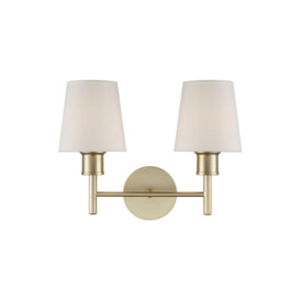 F2389-2/1123 Two Light Wall Light In Matt Gold With Fabric Shades