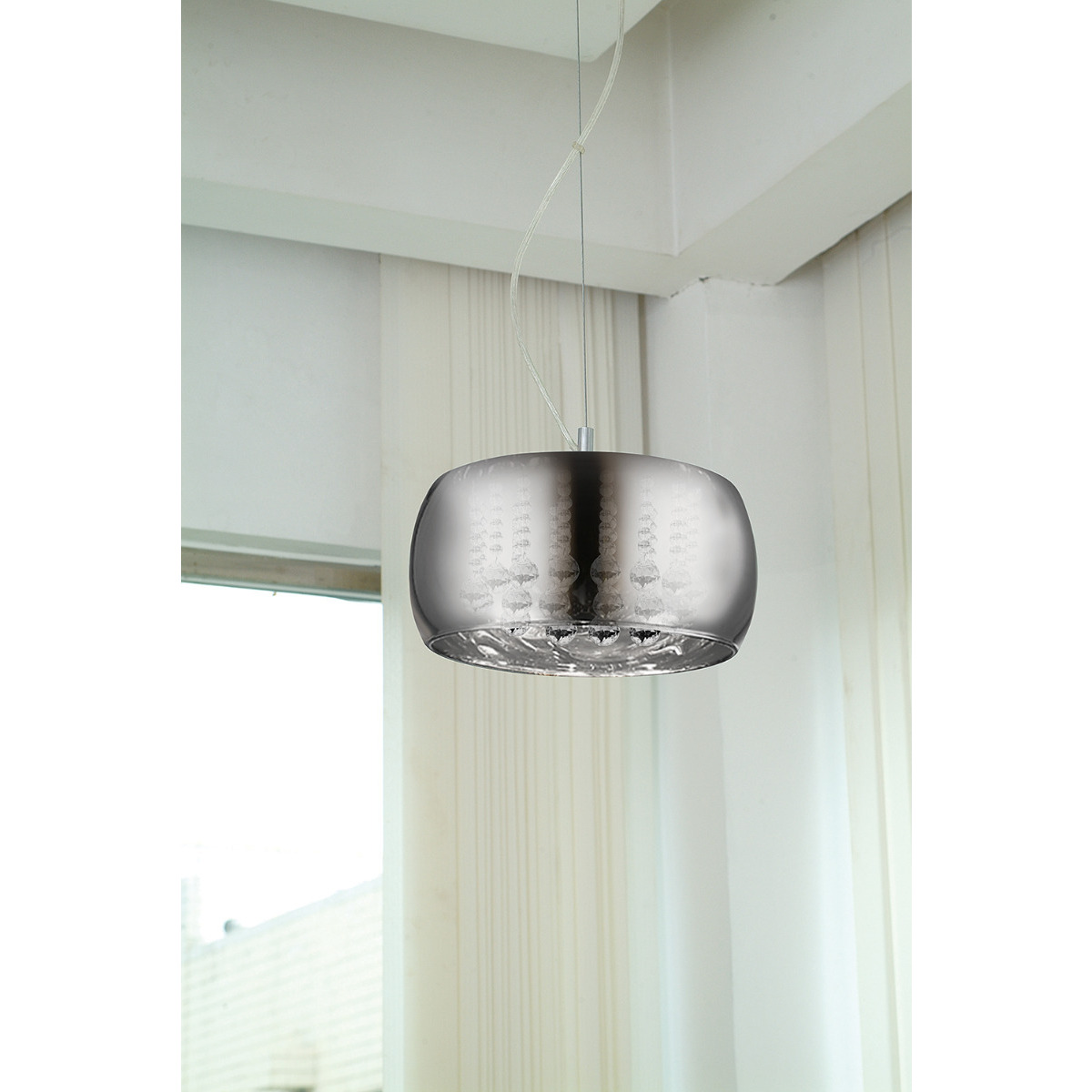 Impex CFH606091/03A/CH Deni 3 Light Ceiling Pendant Light With 1 Shade In Chrome - Med - Dia: 280mm
