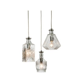 Firstlight 3450CH Decanter Three Light Cluster Ceiling Pendant Light In Chrome With Clear Glass