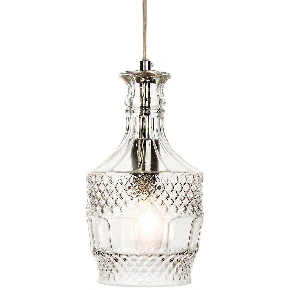 Firstlight 3449CH Decanter One Light Curved Bottle Ceiling Pendant Light In Chrome With Clear Glass