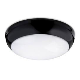 Firstlight 4912BK Regis LED Flush Ceiling Light In Black With Polycarbonate Opal Diffuser