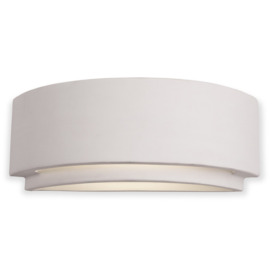 Firstlight C345UN Ceramics One Light Curved Wall Light In Plaster With Cut Out Base