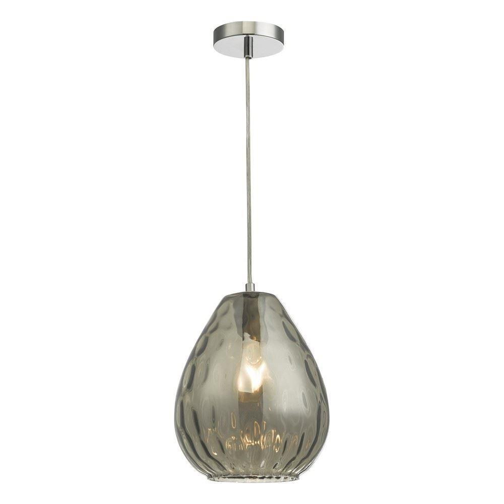 Dar APU0110 Apulia One Light Ceiling Pendant Light In Smoked Glass With Clear Cable