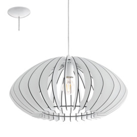 Eglo 95254 Cossano 2 One Light Ceiling Pendant Light In White Wood - Dia: 500mm