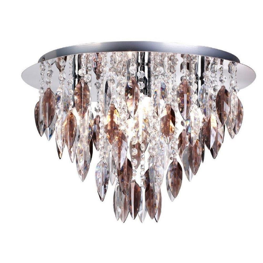Willazzo 5 Light Flush Ceiling Fitting In Chrome With Smoked Droplets