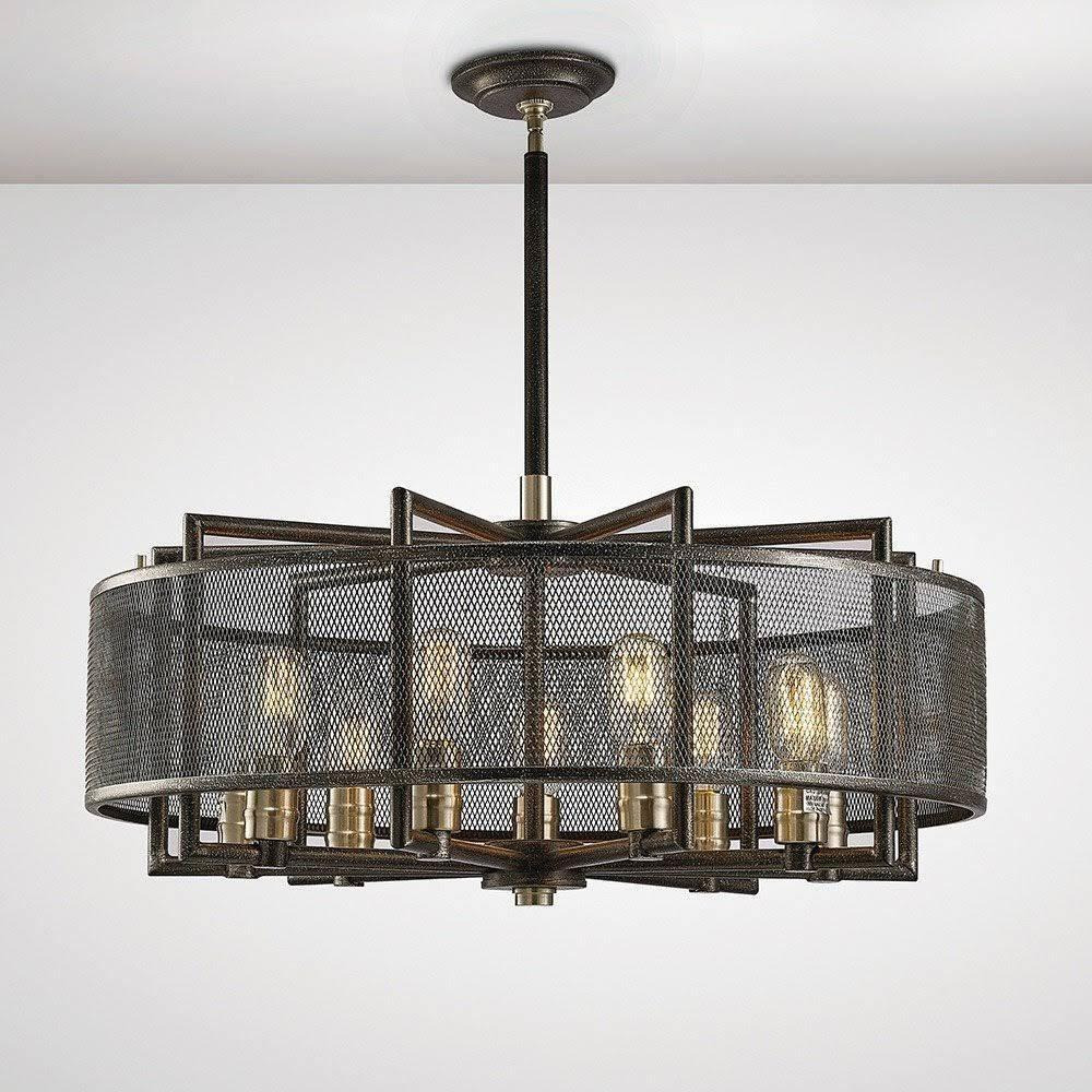 Diyas IL31693 Parker 9 Light Ceiling Pendant In Weathered Zinc