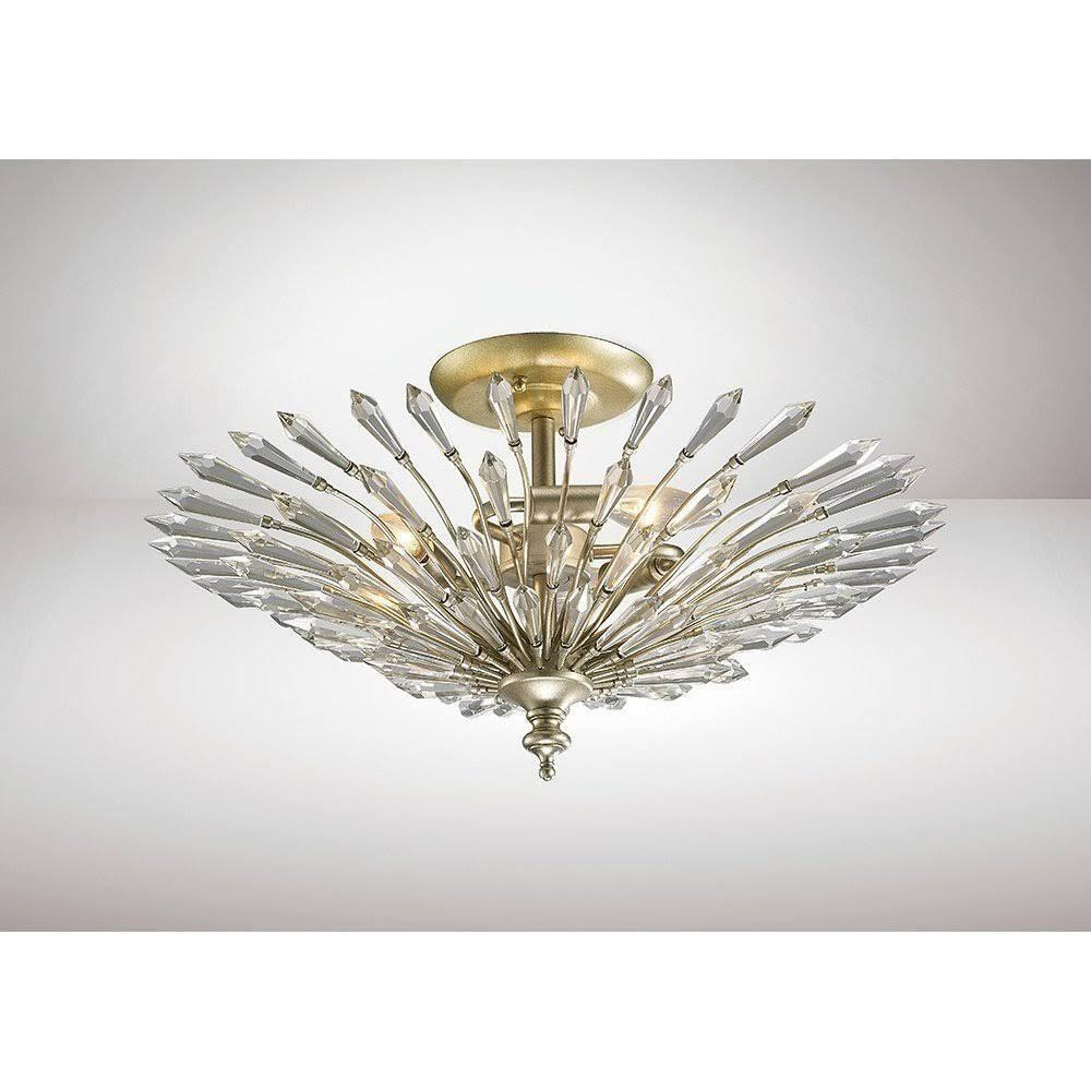 Diyas IL31671 Fay 3 Light Semi Flush Ceiling Light In Aged Silver And Gold