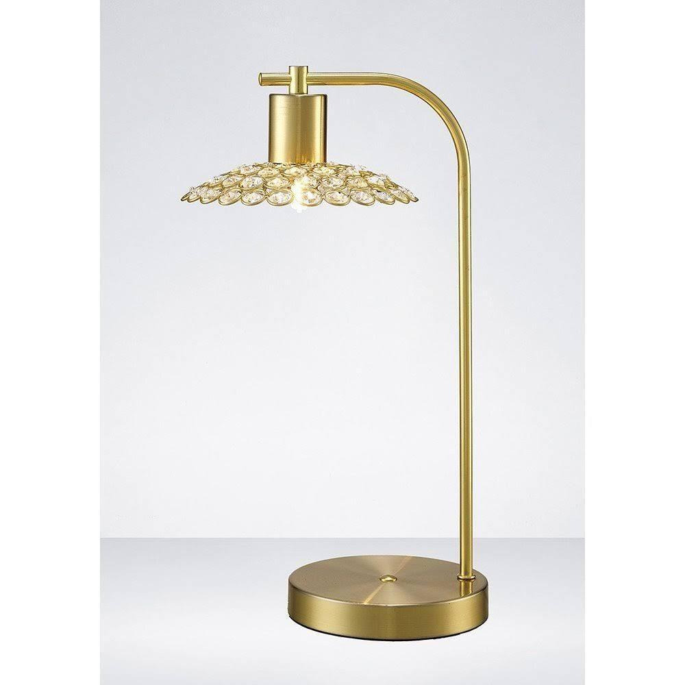 Diyas IL20603 Ellen 1 Light Table Lamp In Satin Brass And Clear Crystal