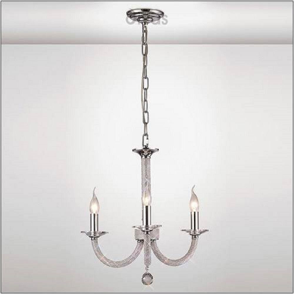 Diyas IL30513 Elena 3 Light Ceiling Pendant Light In Polished Chrome And Crystals