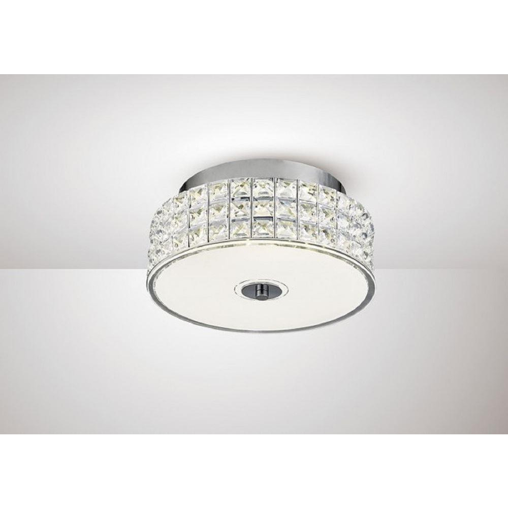 Diyas IL80020 Hawthorne LED Small Round Flush Ceiling Light In Chrome - Dia: 280mm
