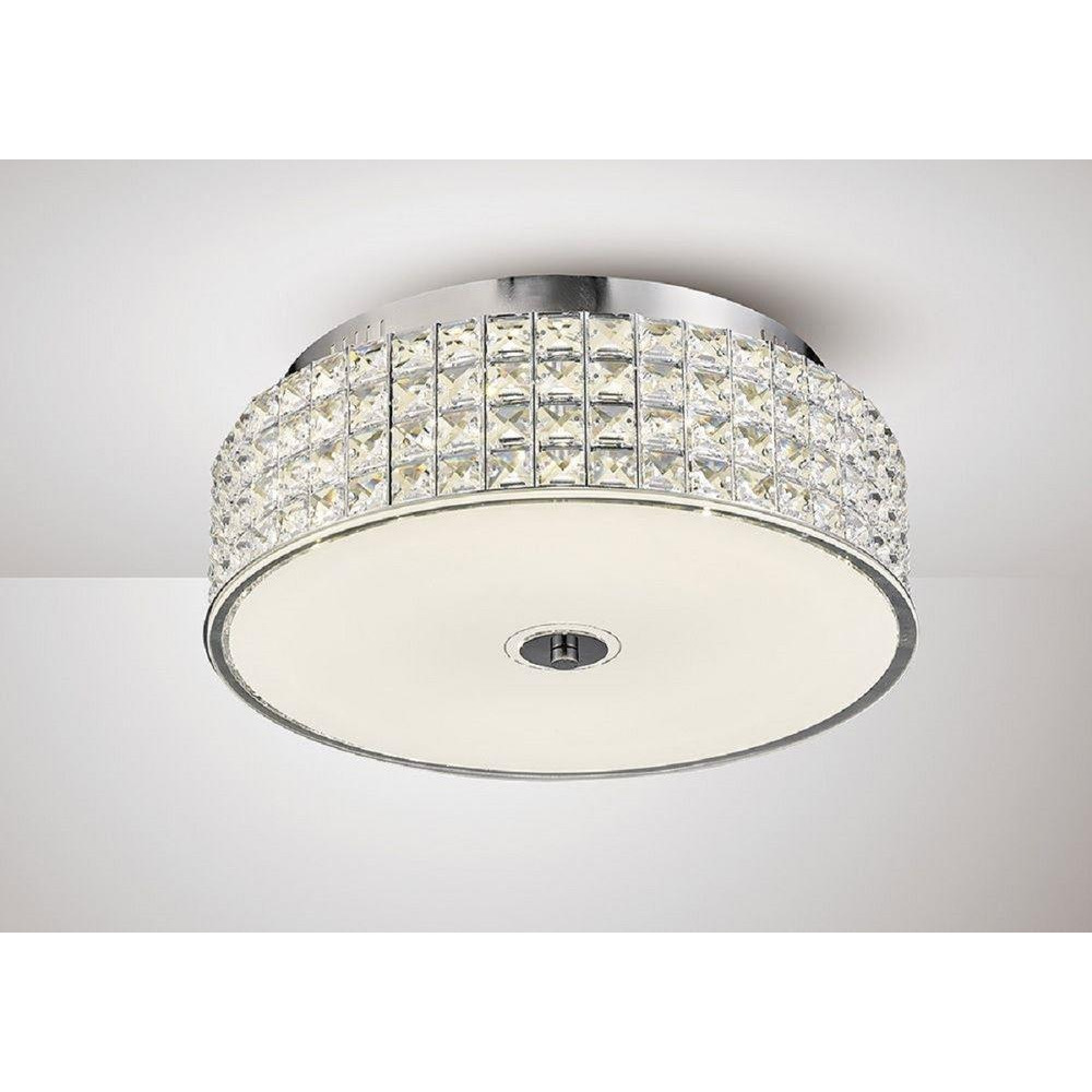 Diyas IL80021 Hawthorne LED Large Round Flush Ceiling Light In Chrome - Dia: 400mm