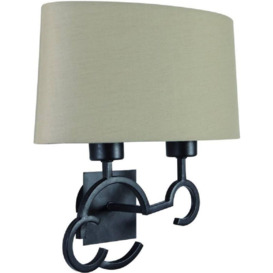 Mantra M5215 Argi 2 Light Wall Light In Brown Oxide With Brown Shade