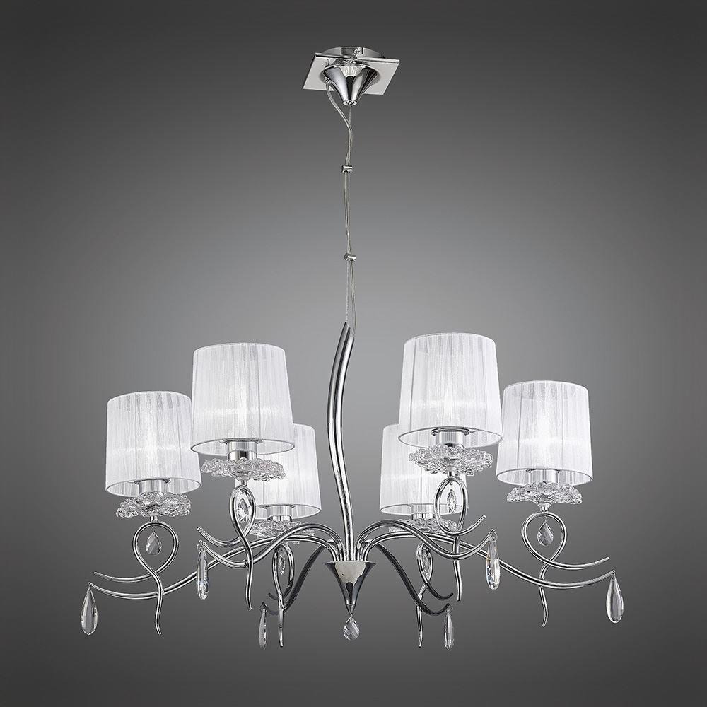 Mantra M5270 Louise 6 Light Pendant Light In Chrome With White Shades