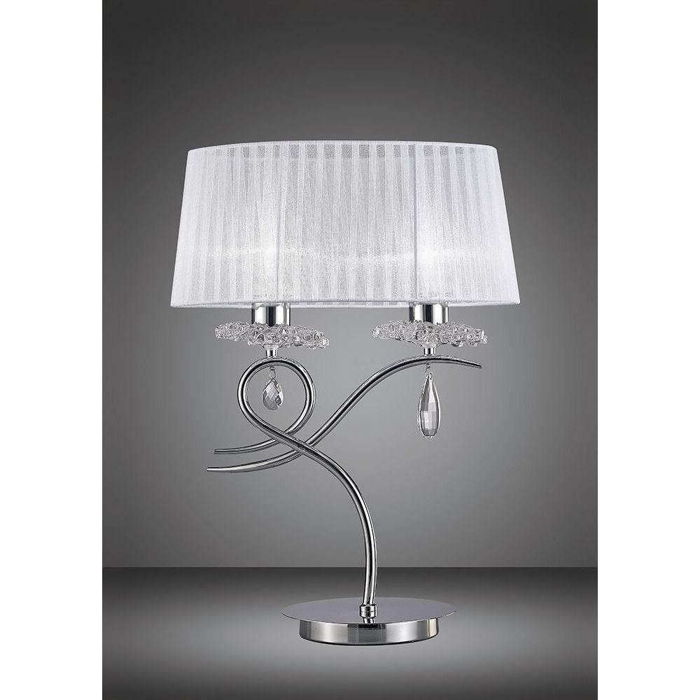 Mantra M5278 Louise 2 Light Table Lamp In Chrome With White Shade