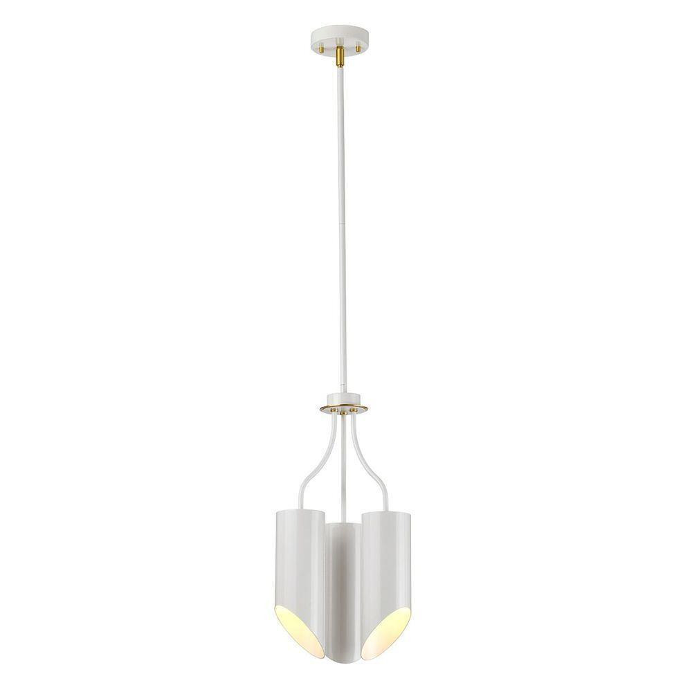Elstead QUINTO3WAB Quinto 3 Light Ceiling Chandelier In White And Aged Brass