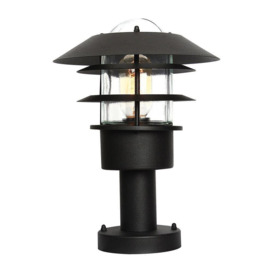 Elstead HELSINGORPEDBK Helsingor 1 Light Outdoor Pedestal Lantern In Black