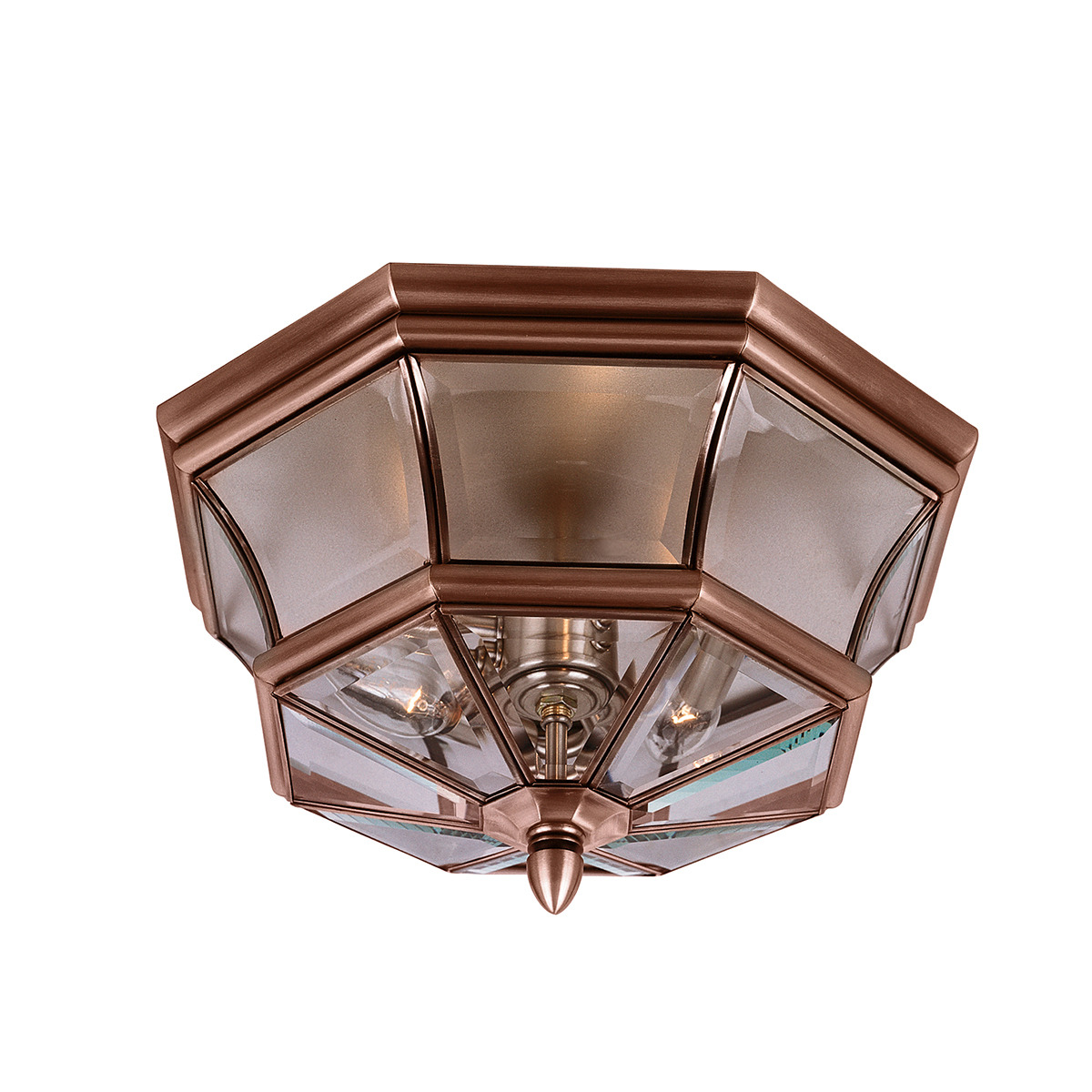 QZ-NEWBURY-F-AC Newbury Outdoor Flush Mount Ceiling Light  In Aged Copper