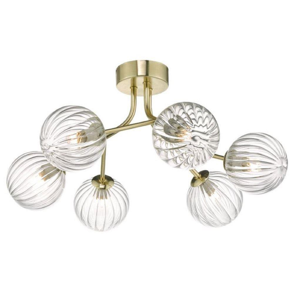 Dar YIS6435 Yiska 6 Light Semi Flush Ceiling Light In Gold