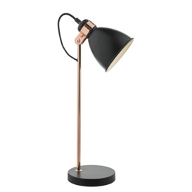 Dar FRE4222 Frederick 1 Light Table Lamp In Black And Copper