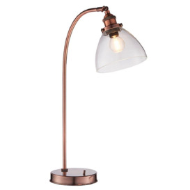 Endon 77861 Hansen Task Table Lamp In Aged Copper And Clear Glass