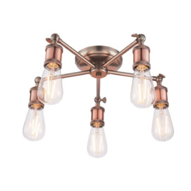 Endon 76336 Hal 5 Light Semi Flush Ceiling Light In Aged Pewter And Copper Plate