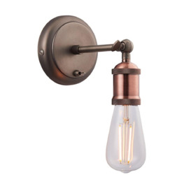 Endon 76338 Hal 1 Light Wall Light In Aged Pewter And Copper Plate