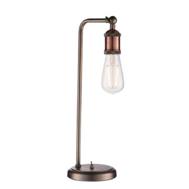 Endon 76339 Hal 1 Light Tall Table Lamp In Aged Pewter And Copper Plate