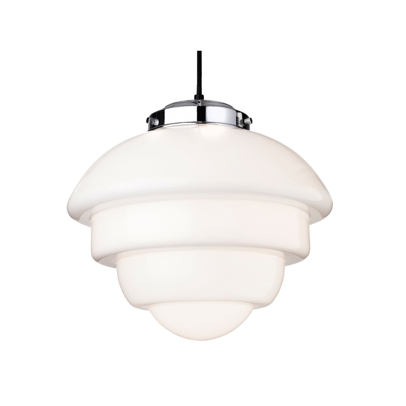 Firstlight 4947CH Art Deco Ceiling Pendant Light In Chrome And Opal White Glass