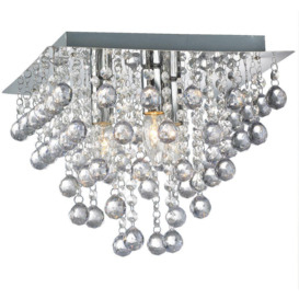 Palazzo 3 Light Square Acrylic Flush Ceiling Chandelier In Polished Chrome
