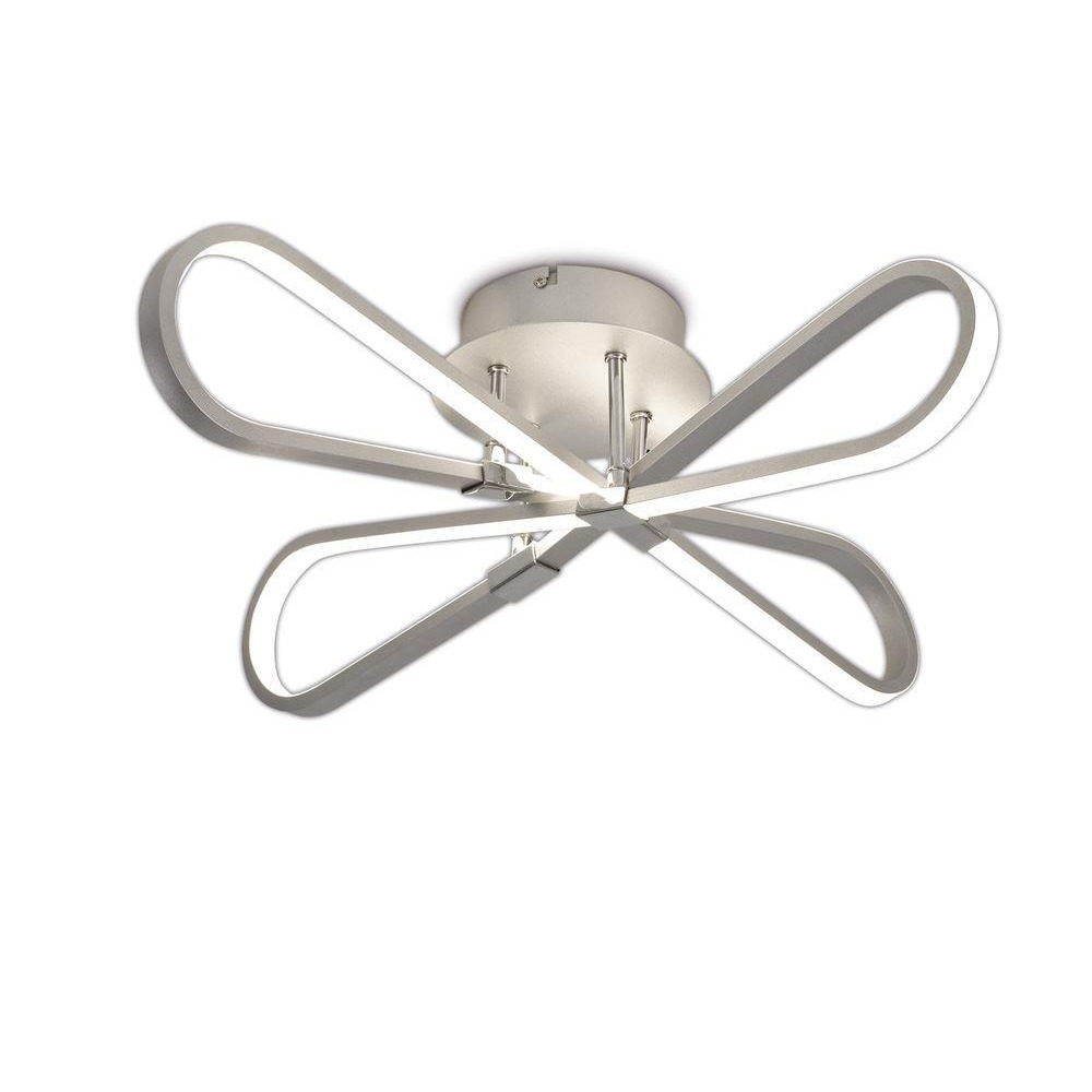 M5982 Bucle LED Semi Flush Ceiling Light In Silver
