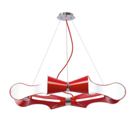 Mantra M1561 Ora 8 Light Round Ceiling Pendant Light In Red And Chrome