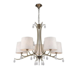 Mantra M6334 Andrea 5 Light Ceiling Pendant With Shades In Antique Brass
