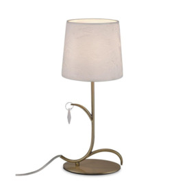 Mantra M6339 Andrea 1 Light Table Lamp With Shade In Antique Brass