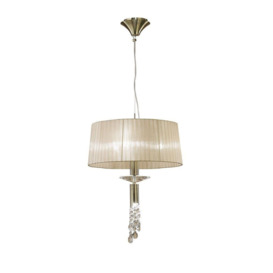 Mantra M3878 Tiffany 3+1 Light Single Pendant Light  In Antique Brass With Soft Bronze Shade