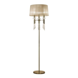 Mantra M3889 Tiffany 3+3 Light Floor Light In Antique Brass With Soft Bronze Shade
