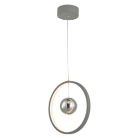 Dar MER0139 Mercury Ceiling Pendant Light In Grey And Polished Chrome - Dia: 300mm