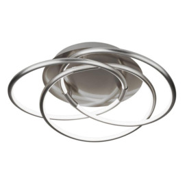 Searchlight 5501SS Magic 3 Light Flush Round Ceiling Light In Satin Silver - Width: 480mm