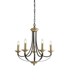 Searchlight 1845-5BZ Belfry 5 Light Ceiling Pendant Light In Bronze And Brown