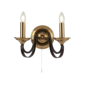 Searchlight 1842-2BZ Belfry 2 Light Wall Light In Bronze And Brown
