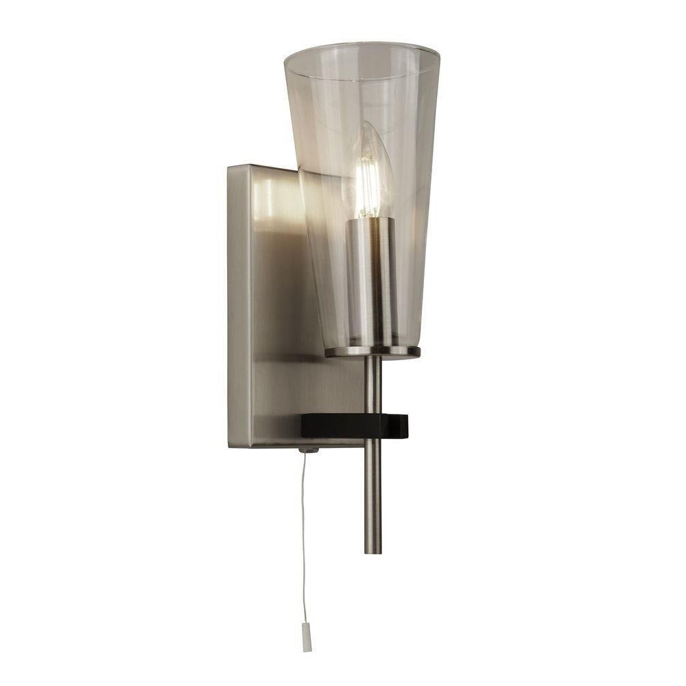Searchlight 2130SS Danika 1 Light Wall Light In Satin Silver And Black