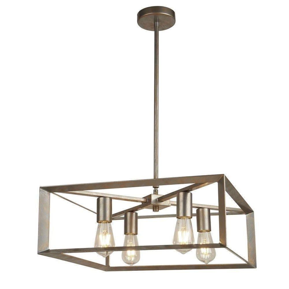 Searchlight 2414-4SI Heaton 4 Light Ceiling Pendant Light In Brushed Silver