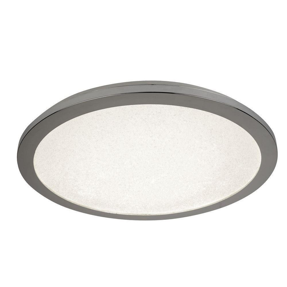 Searchlight 8100-30CC Bathroom Flush Ceiling Light In Chrome With Sanded Glass - Dia: 300mm