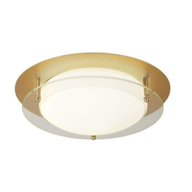 Searchlight 6830-38GO Bathroom Flush Ceiling Light In Gold With Clear Glass - Dia: 380mm