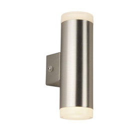 Searchlight 2100SN Outdoor Cylindrical Wall Light In Satin Nickel